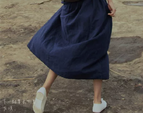 春夏新款森女亚麻纯色半身裙文艺范小清新大摆...