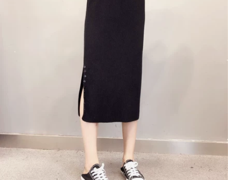 针织半身裙女2018秋冬新款韩版包臀裙一步...