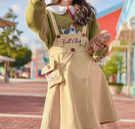 原创森女部落文艺风连衣裙少女裙子女装背带裙...