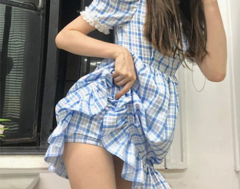 MOF礼物商店 连衣裙女蓝色娃娃裙少女甜美...
