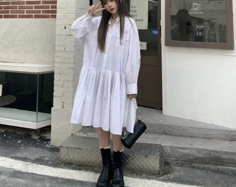 安妮不火 白色连衣裙春装2021年新款学院...