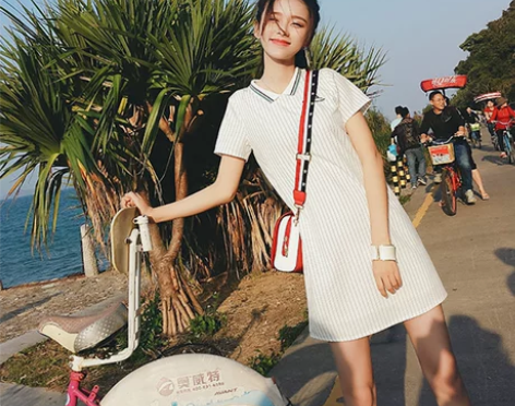 谜秀条纹连衣裙女无袖2017夏季新款韩版学...