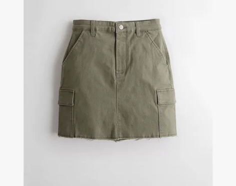 Hollister经典弹力高腰工装风短裙裙...