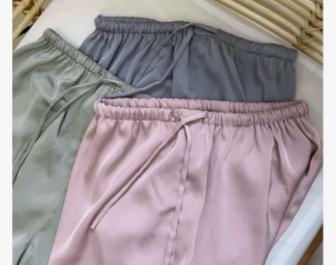 /Silky雪纺滑滑裤女夏空气感垂坠休闲裤...