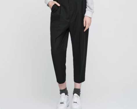 ONLY秋季新品宽松捏褶设计七分休闲裤女|...