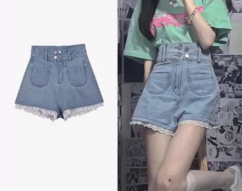 牛仔短裤辣妹夏季新款高腰显瘦修身设计感韩版...