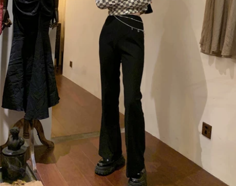 NAOAO 高腰显瘦喇叭裤女春秋垂感直筒拖...