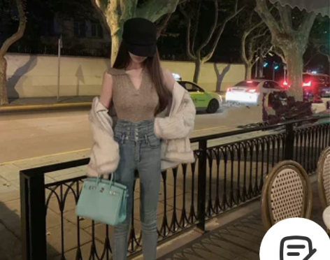 【一键拥有小蛮腰】双排扣超高腰绑带牛仔小脚...