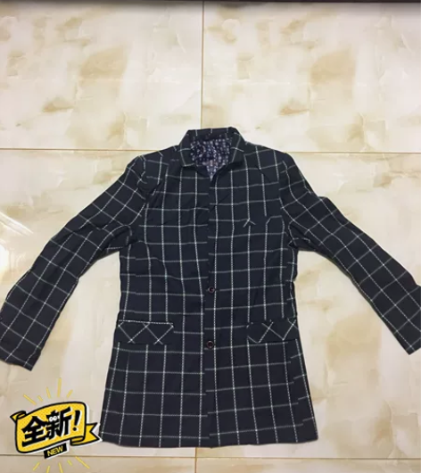 休闲格子西装外套男 新旧程度:全新仅试穿 ...