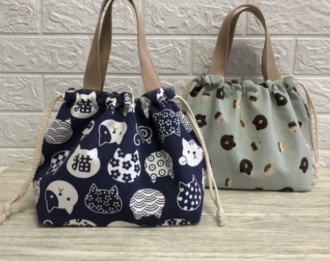 帆布便当袋学生带饭包包手提饭袋子日式便当包...