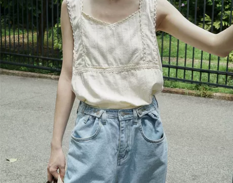 CBOMB小清新吊带背心女夏港味复古chi...