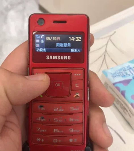 三星f300成色如图，带个电池套，测试开机...