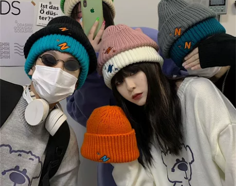 秋冬2020新款韩版ins嘻哈卷边刺绣帽子...