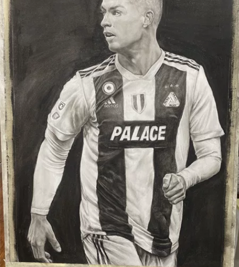 超写实素描作品,2开的,画的C罗,本人美术...