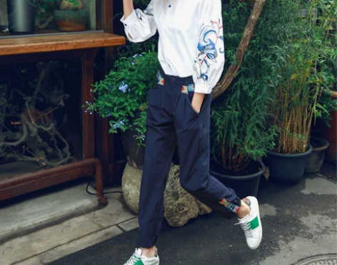 裂帛2018春装新款阔腿裤时尚休闲宽松长裤...