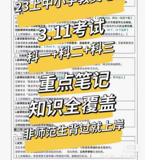 23年上中小学教师资格证考试重点笔记本，重...
