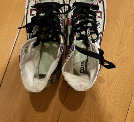 匡威帆布鞋 绿色童趣图案 36码 买来后穿...