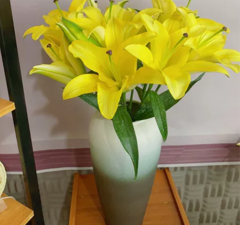 双头黄百合 黄色系百合花 鲜花 色彩明艳 ...