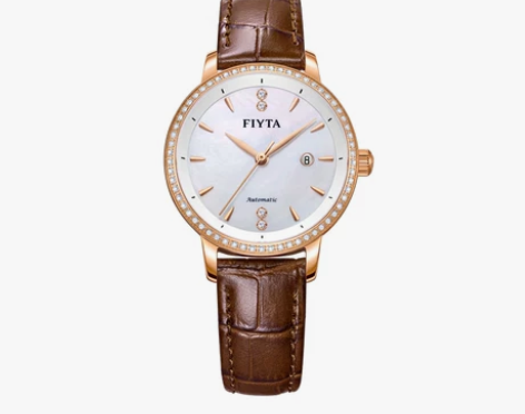 飞亚达花语系列手表女自动机械表皮表带女表防...