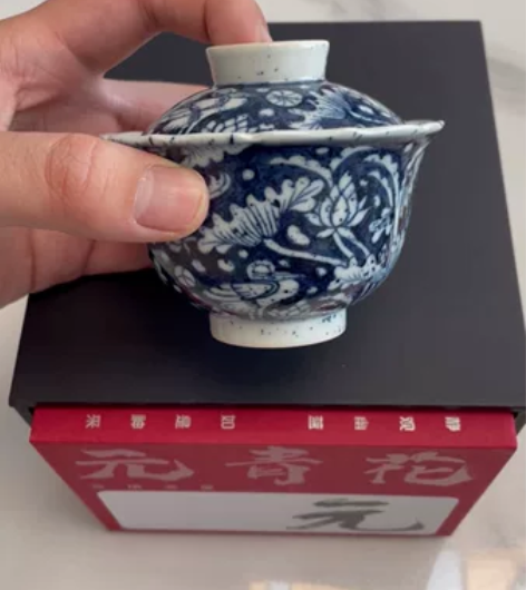 景绣天呈 景秀盖碗，一路连科，撒蓝120c...