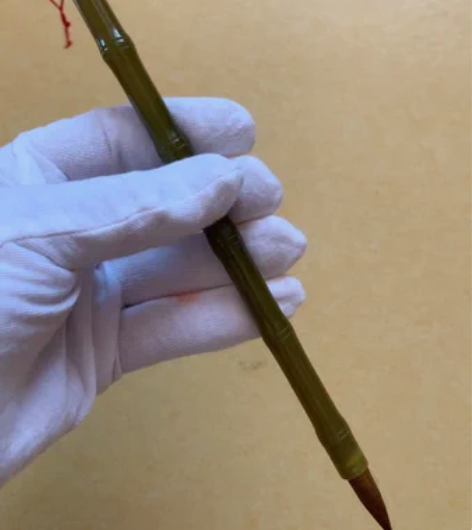 毛笔 玉石杆毛笔 玉质透润,吉安绿玉料老师...