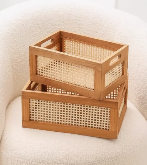 [闪亮]出售全新两个藤编收纳篮 这是两个的...