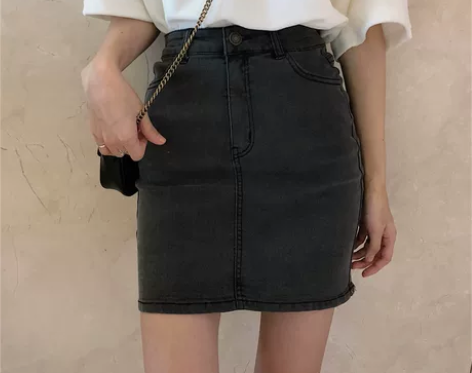 包臀裙牛仔短裙女夏季高腰薄款气质小个子紧身...