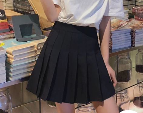 黑色百褶裙女夏高腰a字裙显瘦短裙学院风灰色...