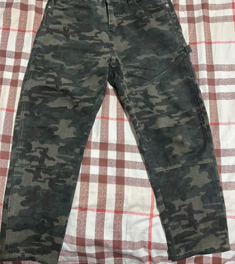 复古迷彩直筒工装裤男 颜色正 好搭配  尺...