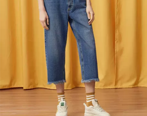 美特斯邦威牛仔裤女秋季新款韩版显瘦休闲七分...