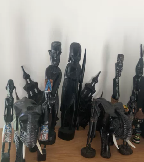 非洲木雕 人物摆件 象摆件木雕 中古物品默...