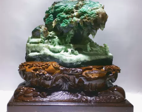 玉雕国之精品 洞天福地 独山玉石原石天蓝新中