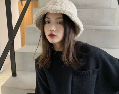 帽子女秋冬韩版潮绒百搭适合冬季渔夫帽羊羔毛...