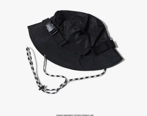 速干渔夫帽子男女复古机能韩版百搭黑色防风绳...