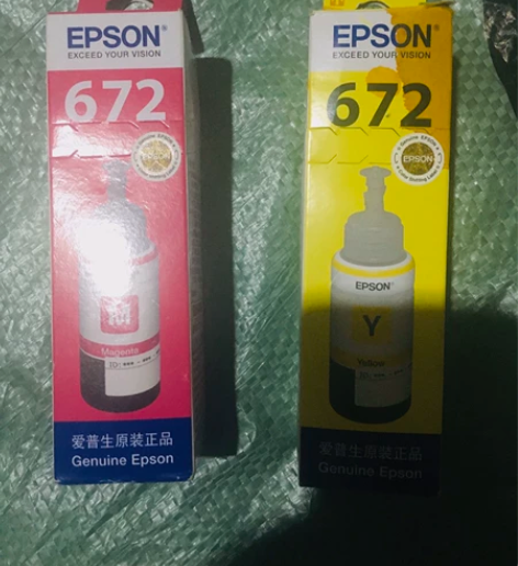 爱普生原装墨水672，m号全新未开封，y号...