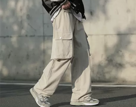 工装裤男2023年春季新款多口袋宽松直筒