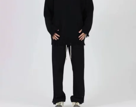 CEZPHISON裤脚纽扣工装裤口袋休闲直...