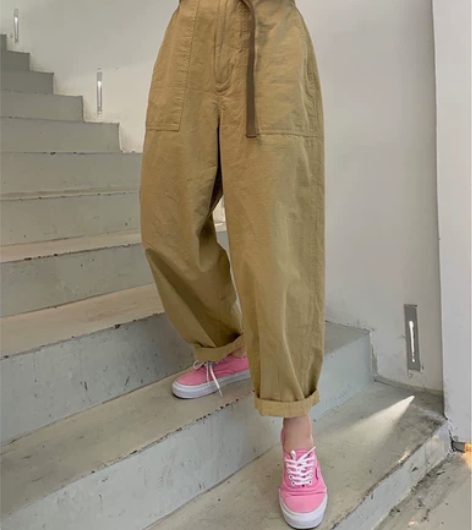 2022春秋韩版裤子女显瘦百搭春季新款工装...