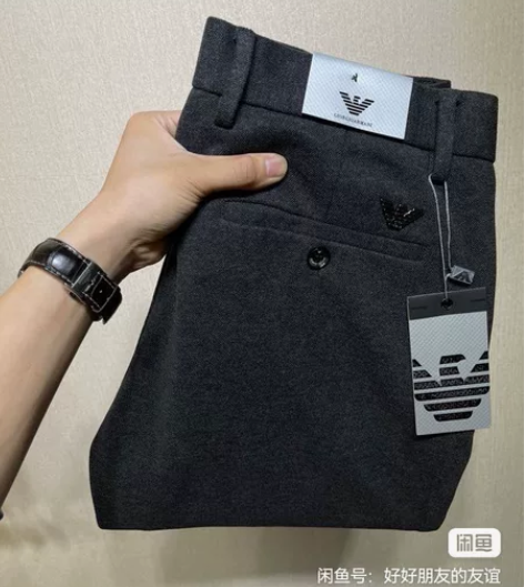 全新正品阿玛尼休闲裤中青年男士秋冬季厚款冬...