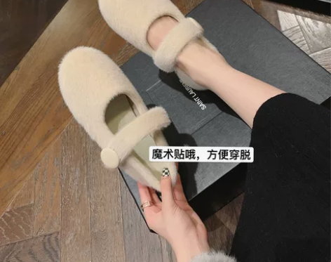 毛毛鞋女冬外穿2022新款网红时尚平底芭蕾...
