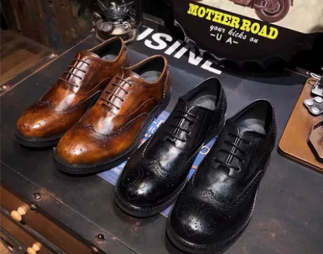 英伦布洛克雕花皮鞋真皮手工男鞋复古休闲鞋商...