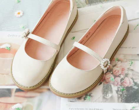 真皮复古软妹小皮鞋女圆头浅口单鞋一字扣玛丽...