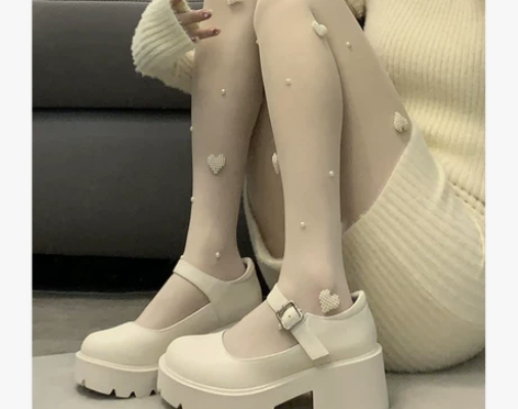 日系jk小皮鞋女白色厚底增高软妹玛丽珍鞋2...