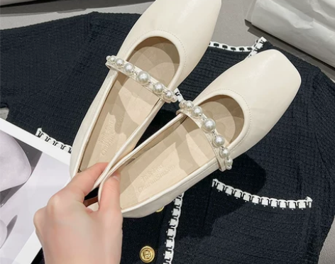 一字扣带玛丽珍鞋配裙子复古方头浅口单鞋夏款...