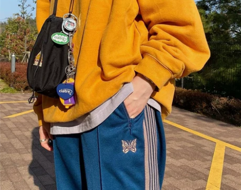 老夫子 needles 蓝色蝴蝶裤 休闲运...