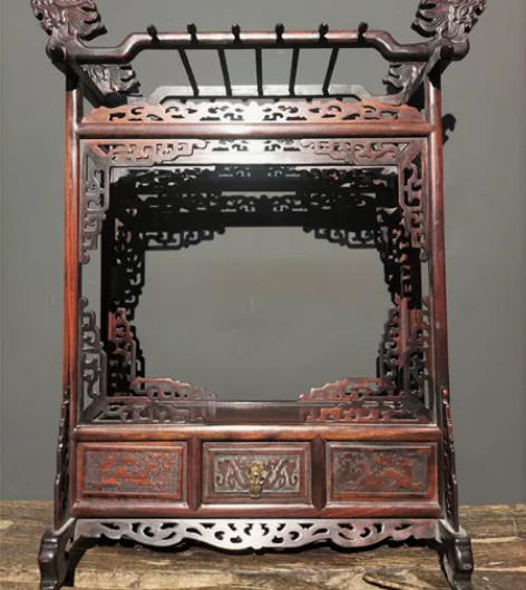 旧藏红酸枝木毛笔架书房摆件   纯手工制作...