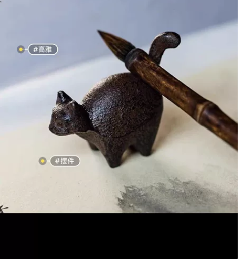 文房书法书画镇纸小猫形状铸铁笔搁一个，可做...