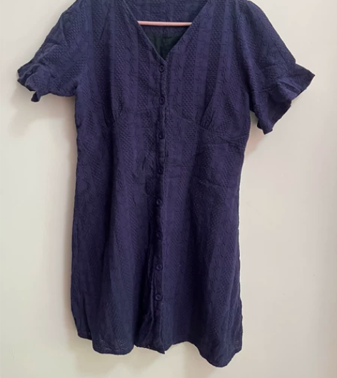 设计感小众2022法式长裙v领短袖蓝色蕾丝...