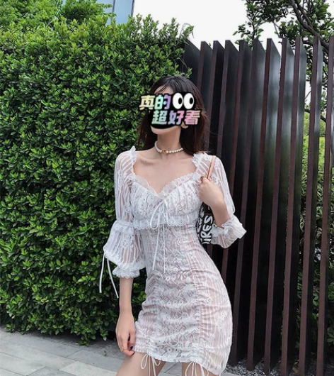 白蕾丝包臀裙 性感又纯欲～ 超鸡仙儿！[闪...