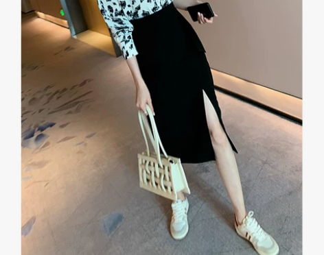【风尚价】半身裙女2021春夏新款中长款开...